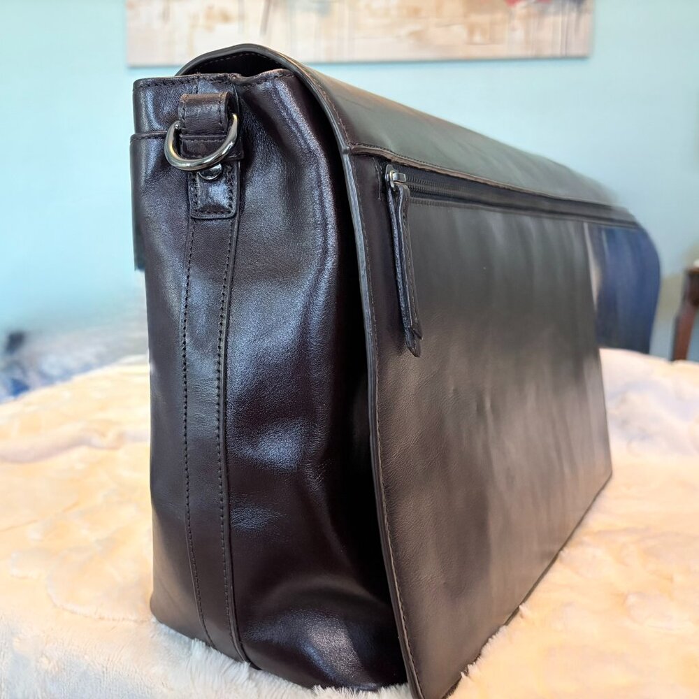 Brahmin Smooth Chocolate Messenger / XL Laptop Bag NWT